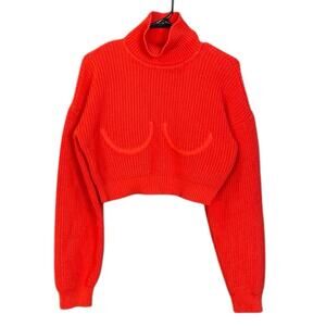 Simon Miller CY Wide Gauge Under Boob Outline Cotton Knit Sweater in Red M/L